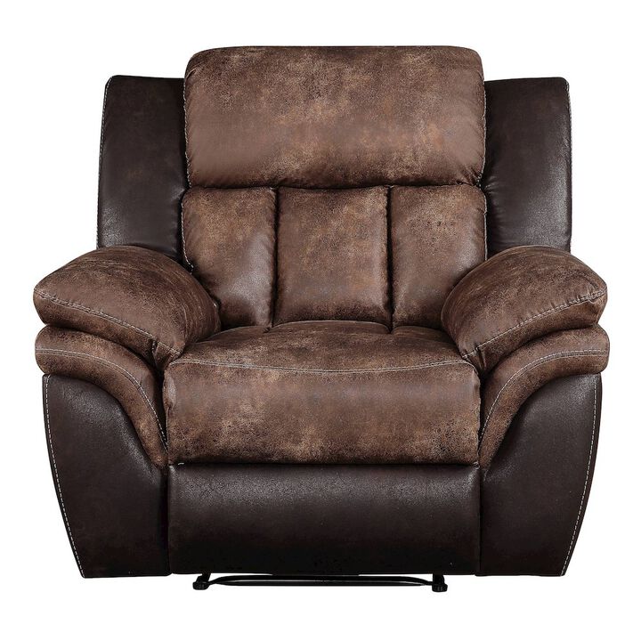 Plethoria Home Toffee And Espresso Motion Recliner with Metal Base