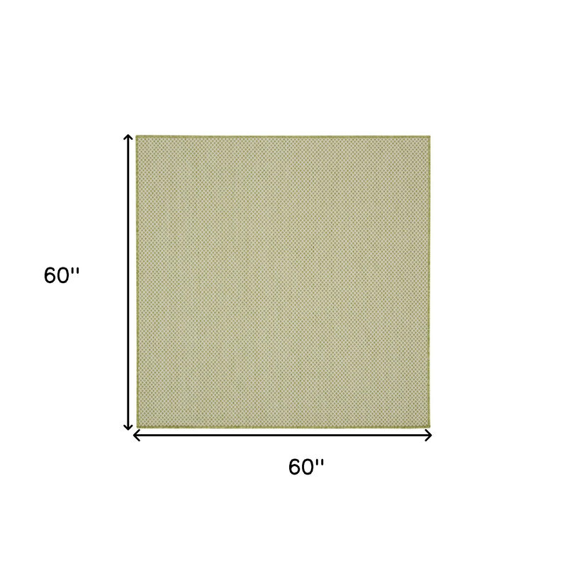 HomeRoots 5' Ivory And Green Square Geometric Indoor Outdoor Area Rug image number 3