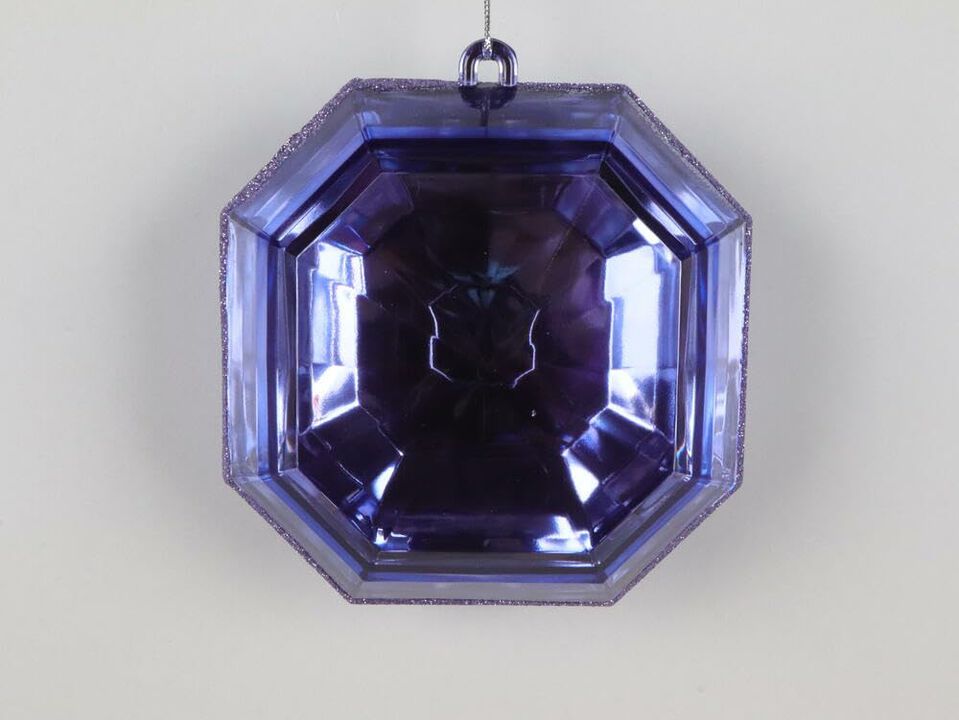 Vickerman 6" Lavender Square Jewel Glitter Ornament. Includes 2 Pieces per Bag. String Hanger.
