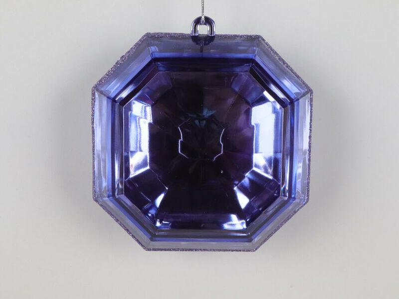 Vickerman 6" Lavender Square Jewel Glitter Ornament. Includes 2 Pieces per Bag. String Hanger. image number 0