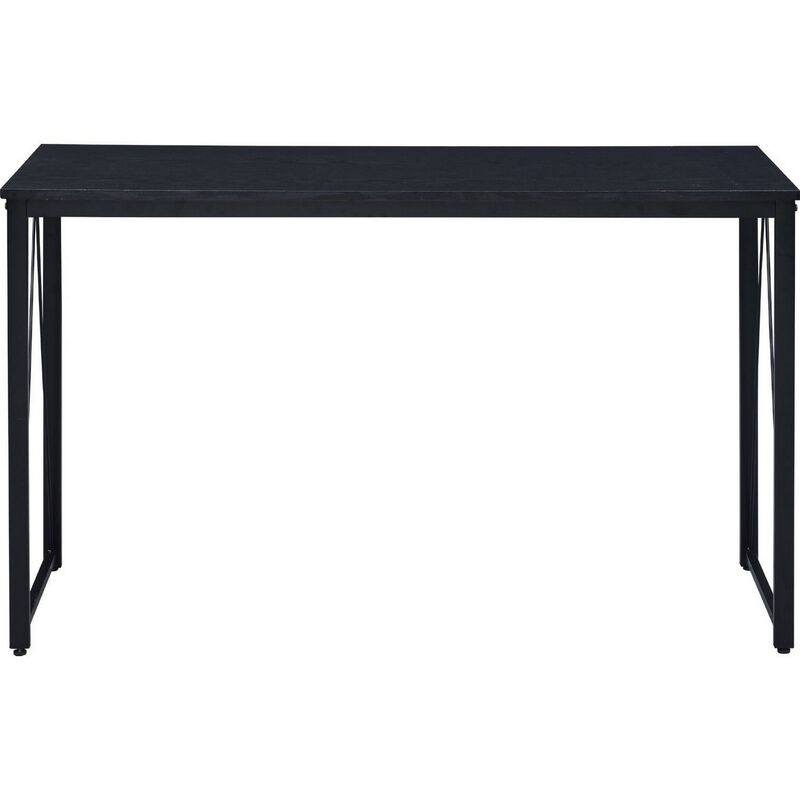 Writing Desk with V Shaped Metal Accent, Black-Benzara