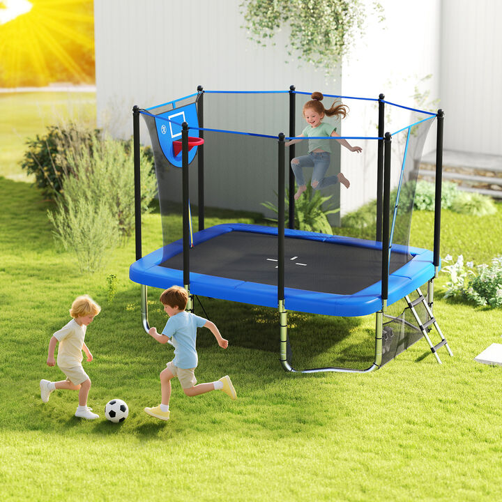 Heavy Duty Rectangle Outdoor Trampoline with Basketball Hoop