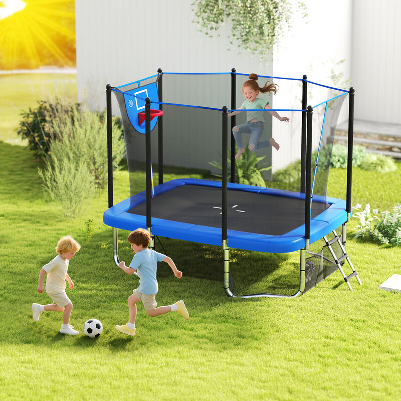 Heavy Duty Rectangle Outdoor Trampoline with Basketball Hoop image number 1