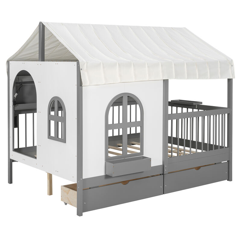Merax Full Size House Bed with 2 Large Drawers image number 5