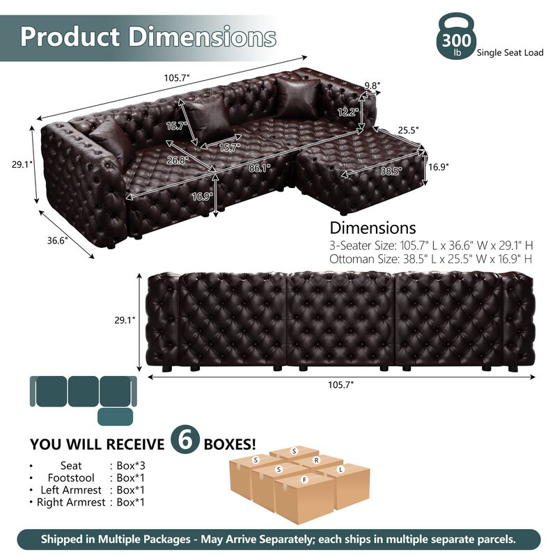 105.7" Modular Sectionals with 1 Ottoman image number 9