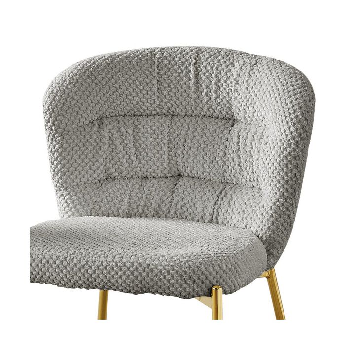 Best Quality Furniture Gray Fluffy Fabric With Gold Chrome Base, Set Of 2