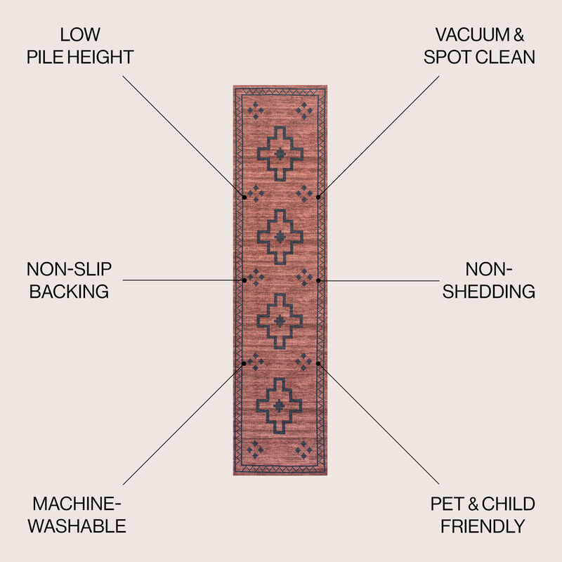 Korsa Geometric Medallion Machine Washable Area Rug