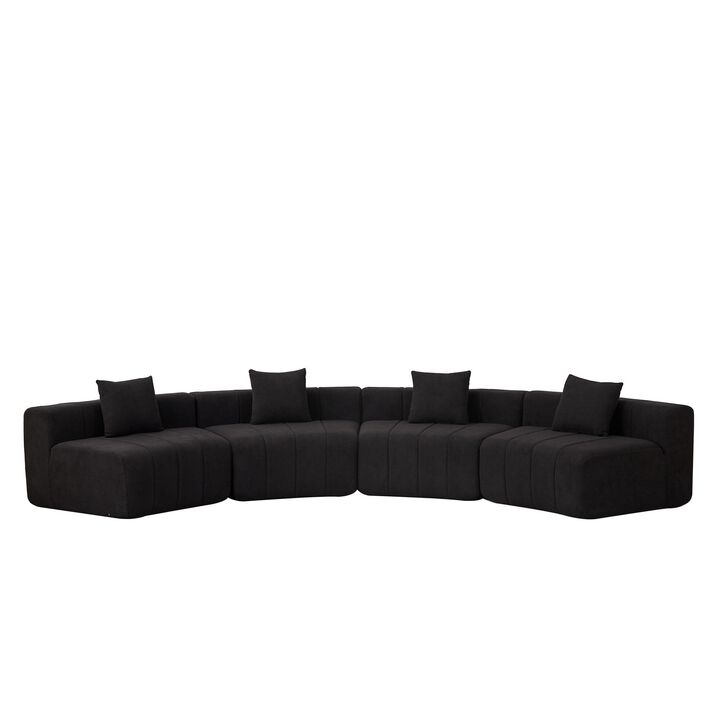 Figkos Morden Chenille curved sectional sofa
