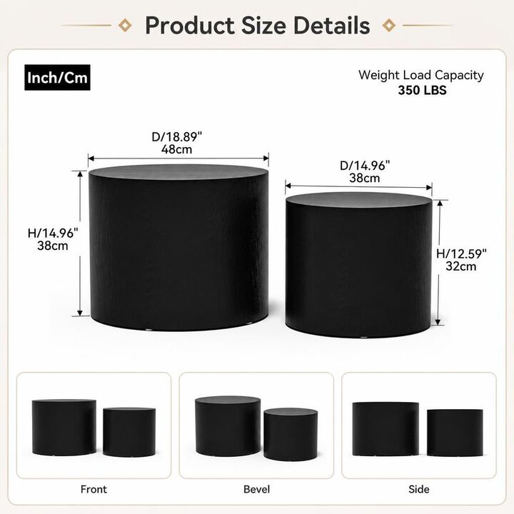 GOODSILO Set of 2 Stackable Nesting Accent Tables Versatile Multi-Use Side Coffee End Tables for Living Room Bedroom and Office