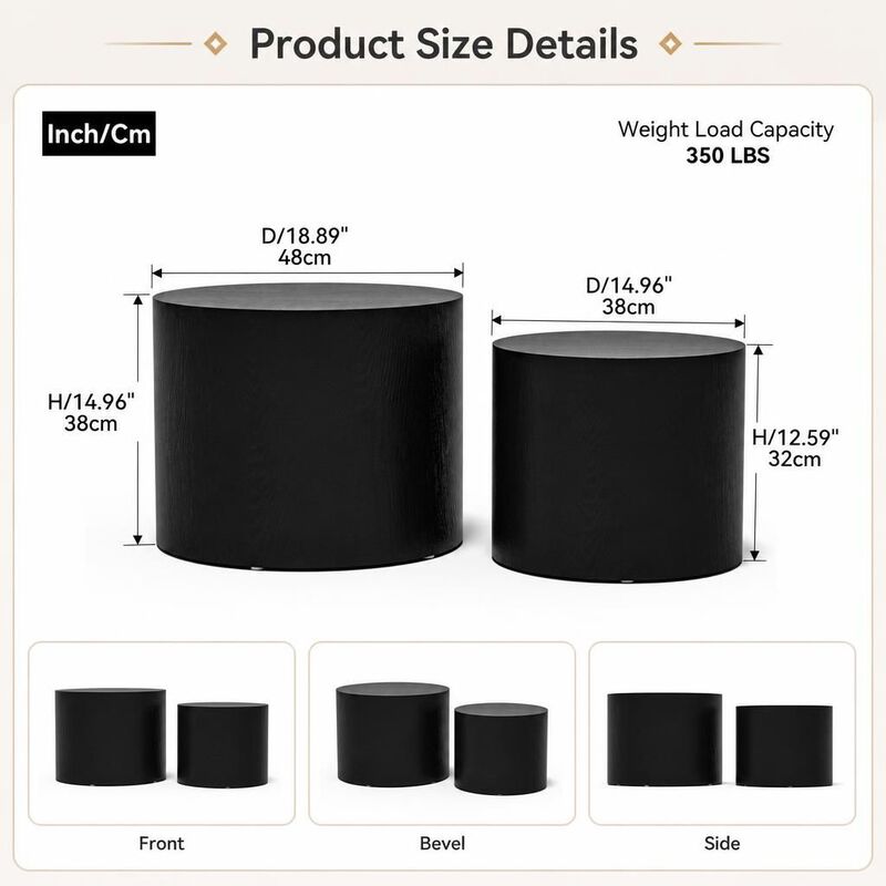 GOODSILO Set of 2 Stackable Nesting Accent Tables Versatile Multi-Use Side Coffee End Tables for Living Room Bedroom and Office image number 1