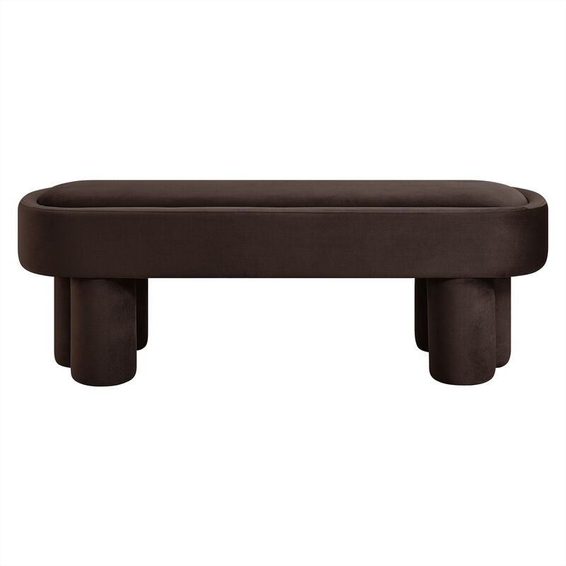 Mossi 52" Modern Oval Velvet Bench in Alabster image number 6