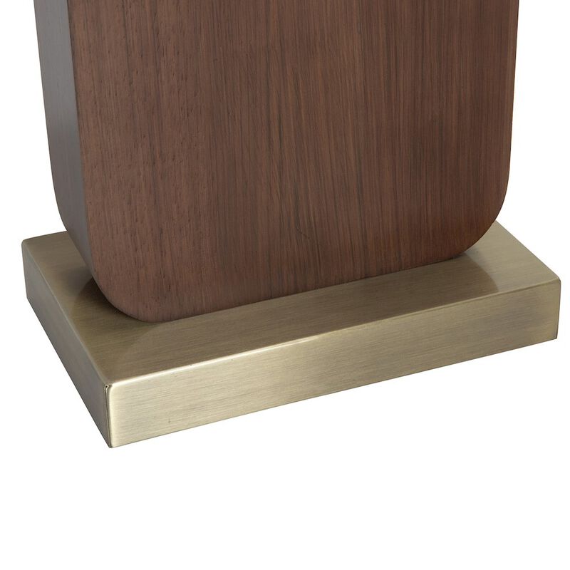 NOVA OF CALIFORNIA Laurel Table Lamp - Ebony Wood Finish, Weathered Brass, White Linen Shade