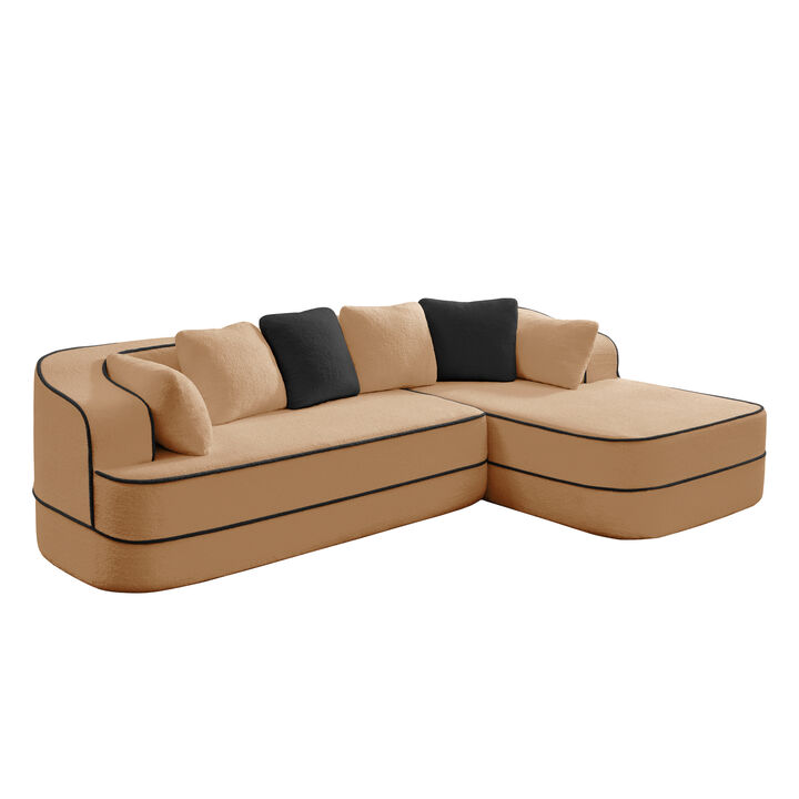 TATEUS Teddy Fabric 32D Boneless Sofa with L-Shaped Chaise