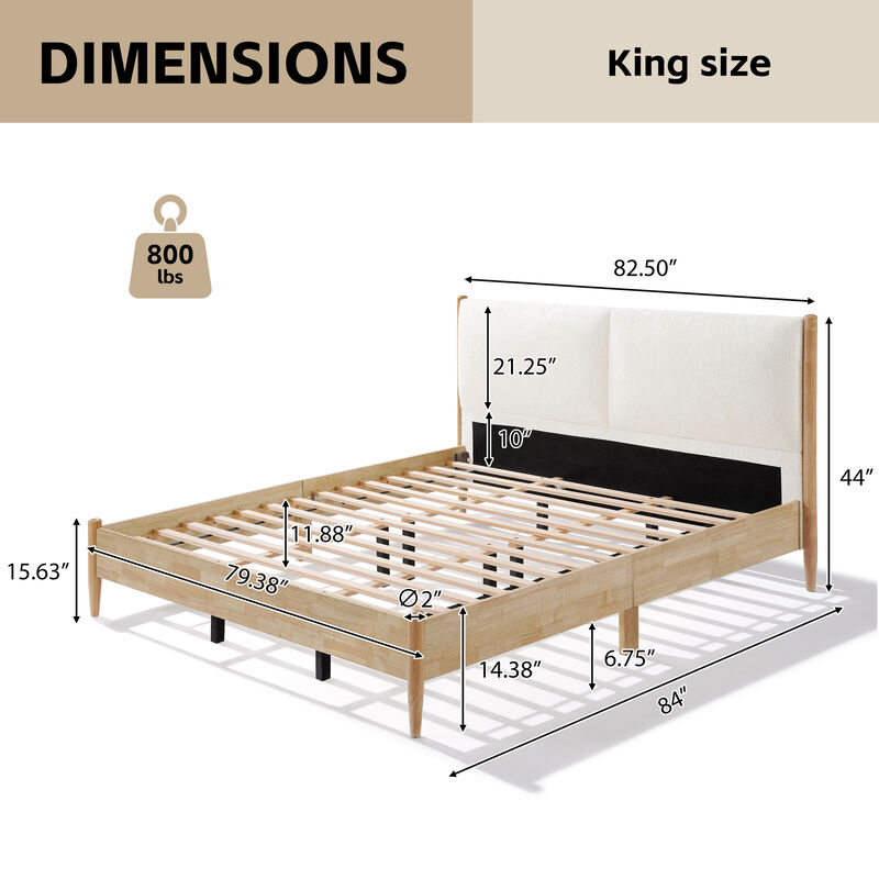 Christopher Knight Home Lennon Contemporary Rubberwood Bed with Upholstered Headboard