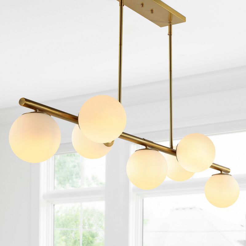 Luca Parisian Modern Glam Iron Globe Linear LED Pendant
