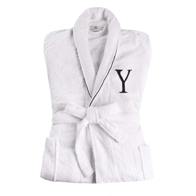 Soft Cotton Embroidered Bathrobe for Men and Women, Adult Size Robe-White image number 0