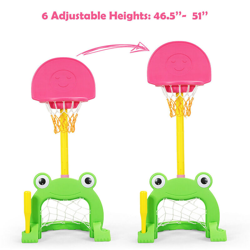 3-in-1 Kids Basketball Hoop Stand Set for Active Play