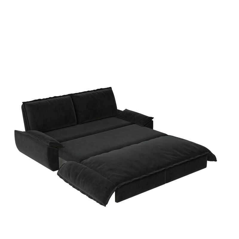 Whisen 3-in-1 Velvet Queen Sleeper Sofa Bed & Chaise Lounge & Loveseat Sofa, 2 Seats image number 5