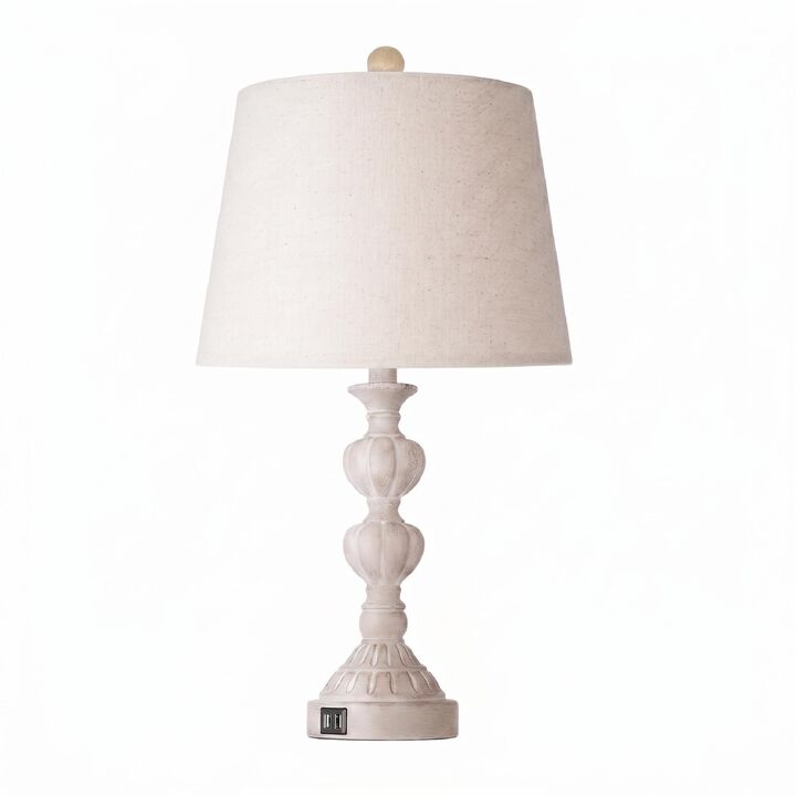 Touch Control Coastal Farmhouse Table Lamp Set of 2, 3-Way Dimmable Bedside Lamp with 2 USB Charging Ports, French Country Style Nightstand Lamp