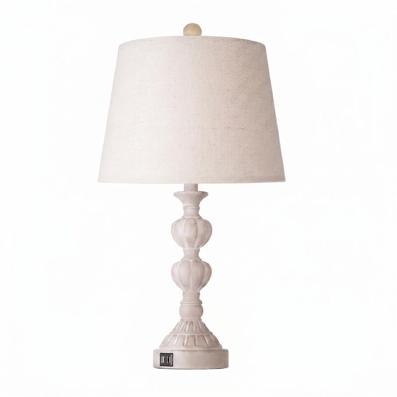 Touch Control Coastal Farmhouse Table Lamp Set of 2, 3-Way Dimmable Bedside Lamp with 2 USB Charging Ports, French Country Style Nightstand Lamp image number 0