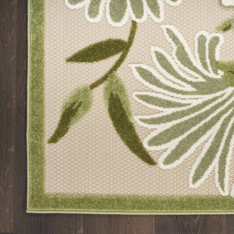 HomeRoots 8' Ivory And Green Floral Indoor Outdoor Runner Rug image number 5