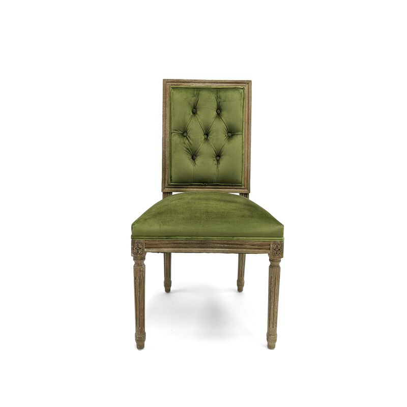 Green Velvet Louis Side Chair image number 0