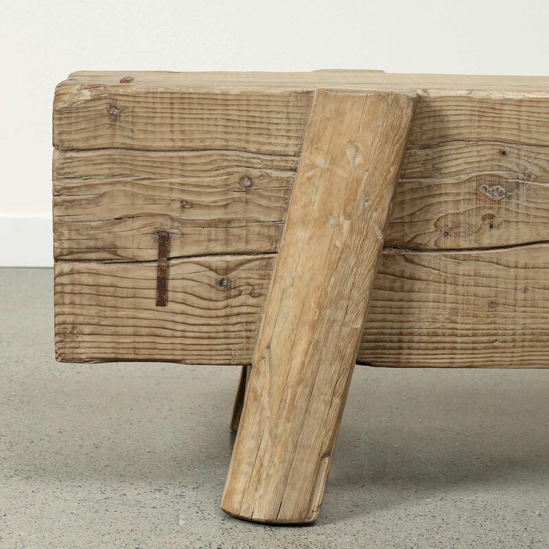 Vintage Reclaimed Wood Bench in Weathered Natural image number 7