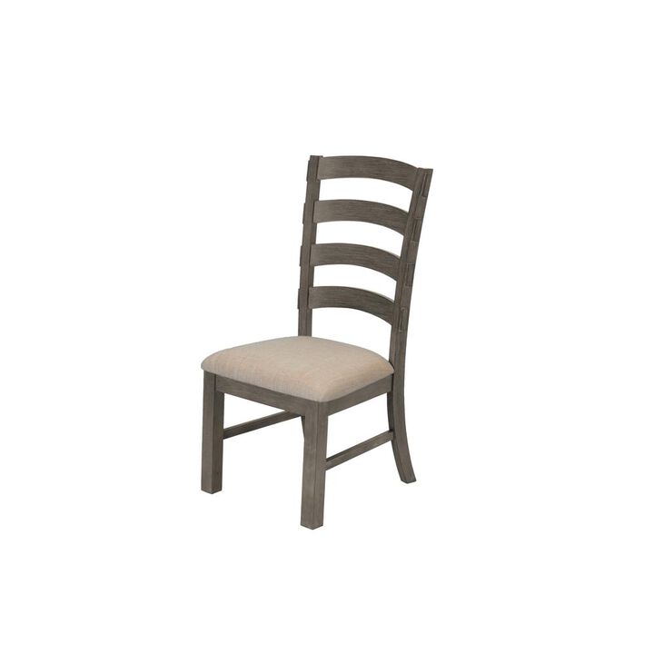 Wood and Linen Side Chairs - Set of 2
