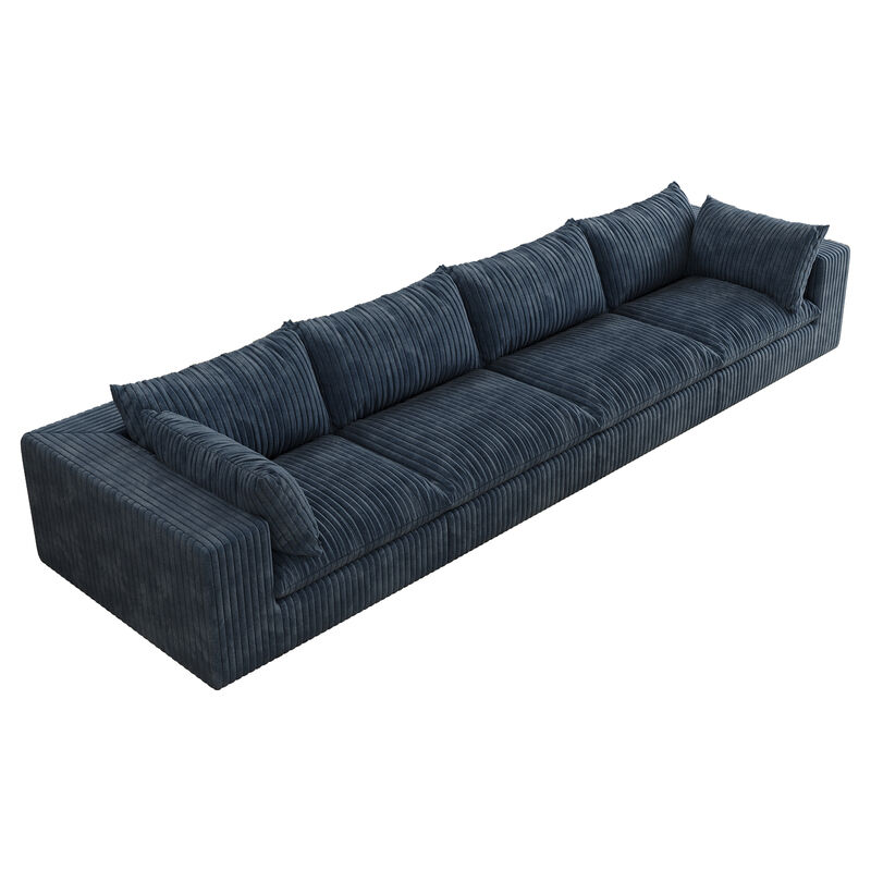 Whisen 157.6" Corduroy 4-Seater Cloud Sofa Deep Seat Couch image number 7