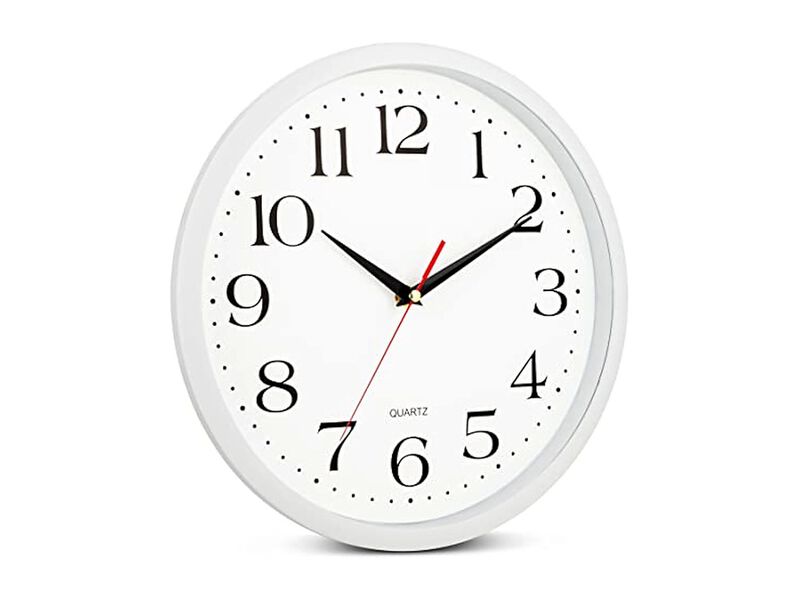 White Sweep Black Hands Wall Clock 12 Inch Silent Non Ticking Easy Read image number 2