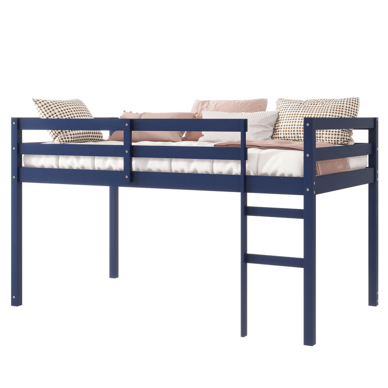 Whisen Twin Loft Bed with Ladder, Rubber Wood Space-Saving Design image number 0