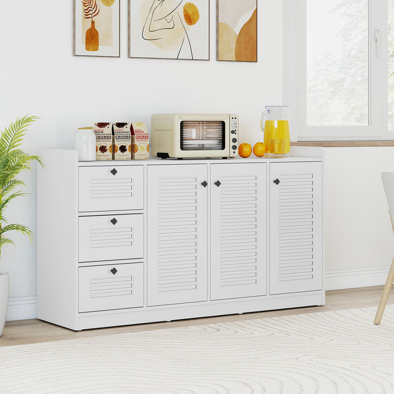 White Sideboard Cabinet with Storage and 3 Doors &ndash; Modern Design image number 1