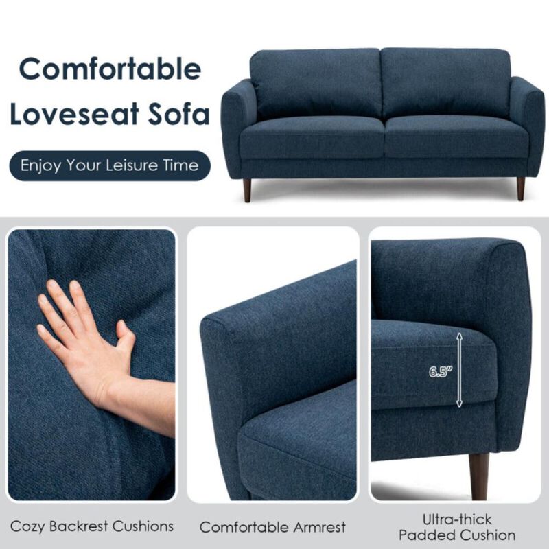 Hivvago 72 Inch Small Fabric Loveseat Sofa Couch with with Solid Frame image number 6