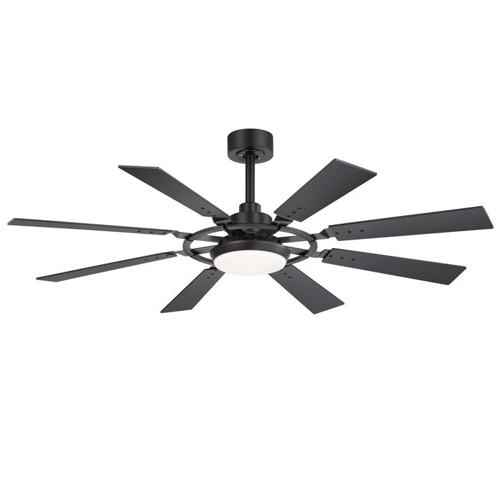 Breezary 52In LED Ceiling Fan with Light, 8 Blades, Quiet Modern Ceiling Fan, 3CCT Color Temperature, Remote Control