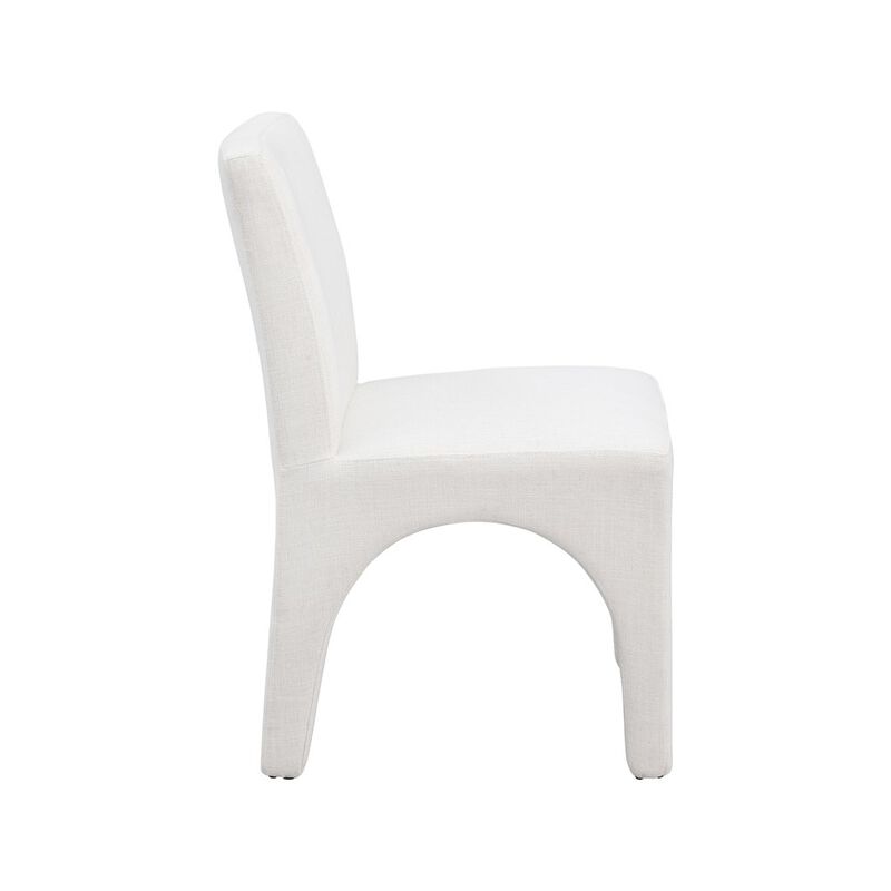 Meridian Furniture Gramercy Cream Linen Textured Fabric Dining Chair, Set of 2