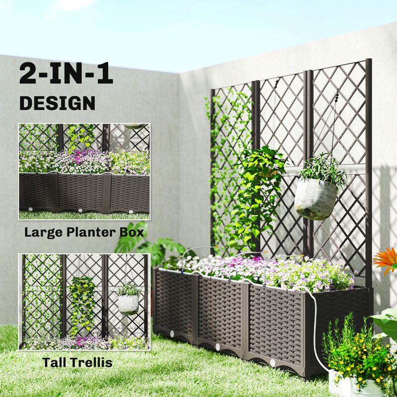 Hivvago 3PCS Self-Watering Raised Planters with Trellis and Timer image number 5