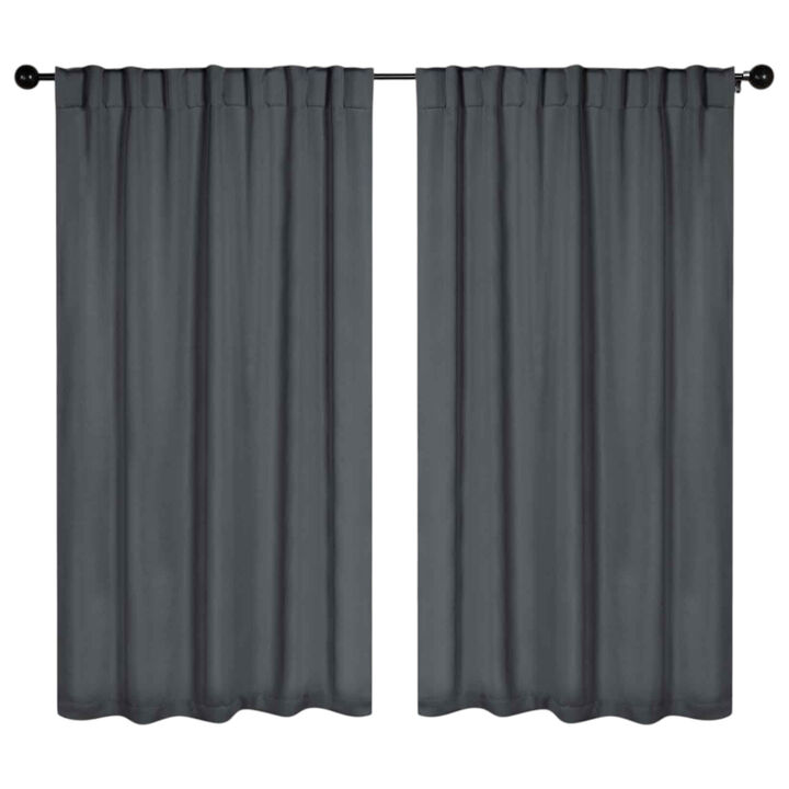 Blackout Window Curtains Set of 2 Solid Room Darkening Back Tab Panels