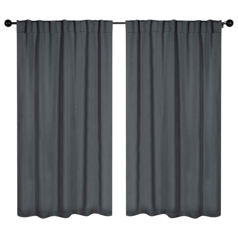 Blackout Window Curtains Set of 2 Solid Room Darkening Back Tab Panels image number 0