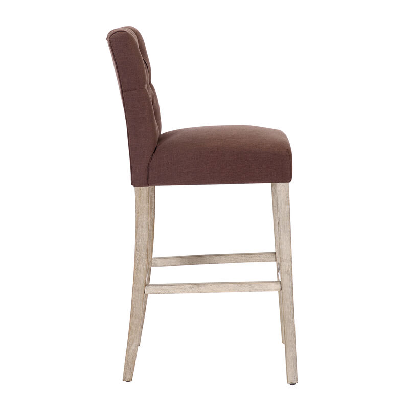 WestinTrends 29" Linen Fabric Tufted Upholstered Bar Stool (Set of 3), Antique Grey