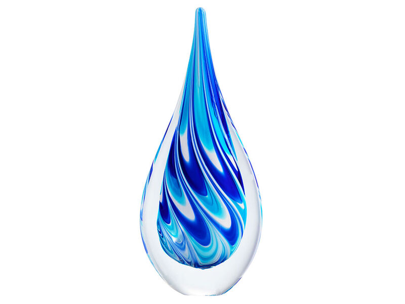 Hand Blown Swirl Wave Tear Drop Sommerso Art Glass Sculpture