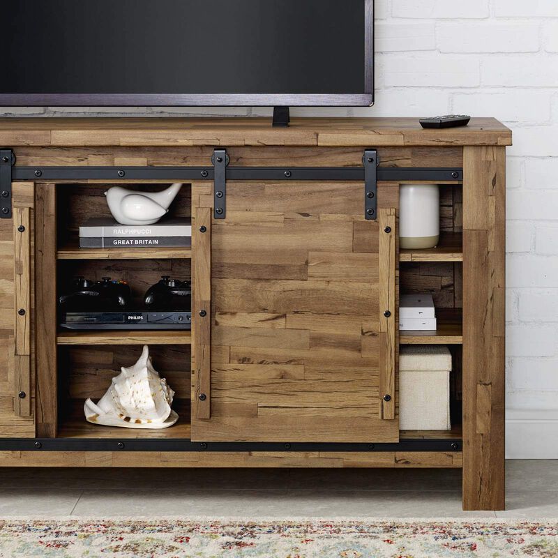 Modway Cheshire 70" TV Stand Rustic Sliding Door Dining Room Cabinet Storage Buffet Table Sideboard image number 1