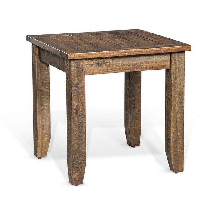 Flint Side End Table, Dark Brown Mahogany Wood Frame, 22 Inch Square