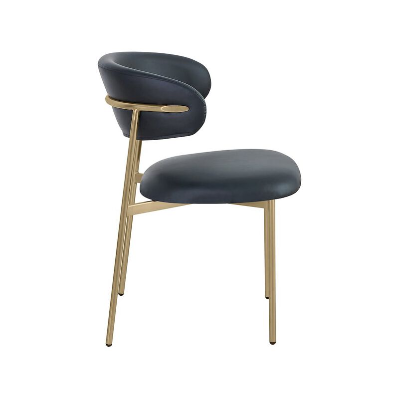 Meridian Furniture Lupita Black Vegan Leather Dining Chair, Set of 2