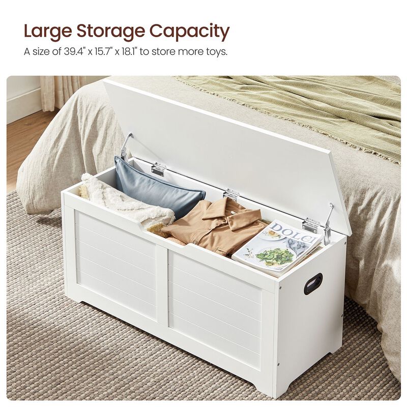 Storage Bench Trunk with 2 Soft-Close Hinges &ndash; Secure Lid Chest for Clothes, Pillows, or Playroom Use
