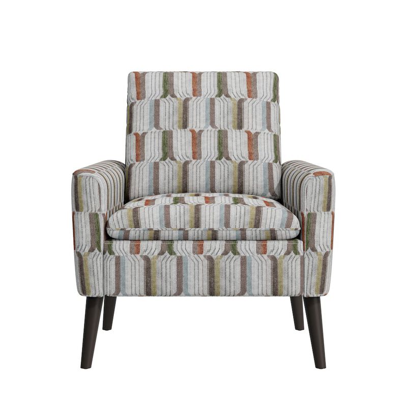 HL Home Furnishings Mid-Century Modern Armchair in Brown, Green and Blue Stripe