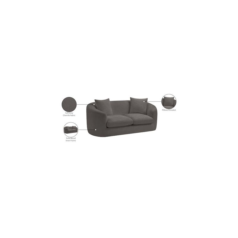 Meridian Furniture Penelope Grey Chenille Fabric Loveseat