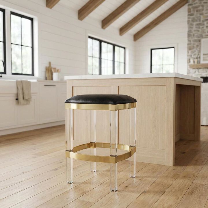 Starlight Canyon Home Leather Upholstered Counter Stool, Modern Contemporary Bar Kitchen Chair