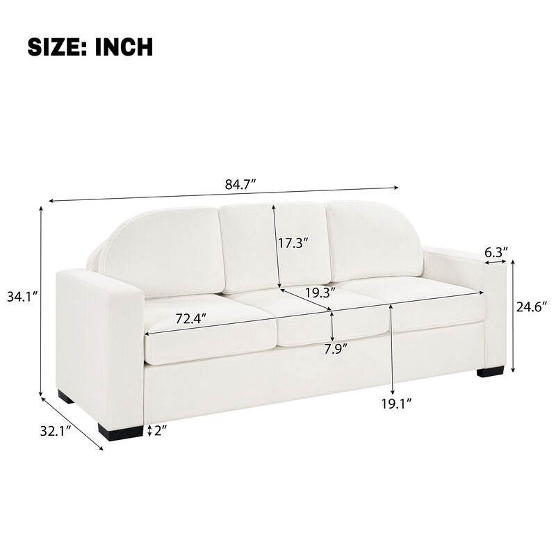 Merax Modern Curved Back Chenille 3-Seater Sofa with Pocket Spring Cushions image number 3