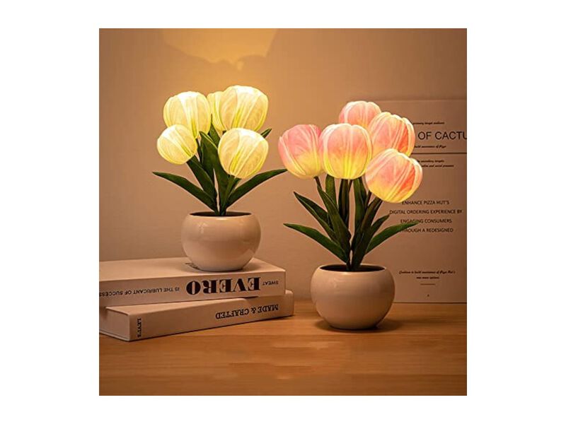 LED Flower Table Lamp For Living Room Desk Pink image number 1