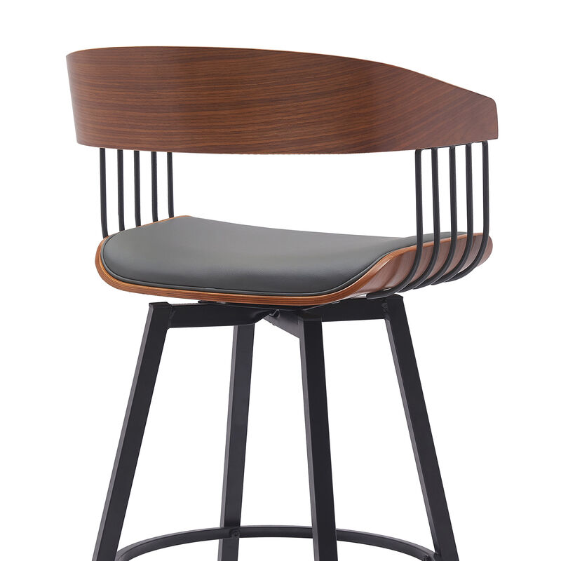 HomeRoots Faux Leather and Metal Counter Stool with Full Back and Armrests image number 5